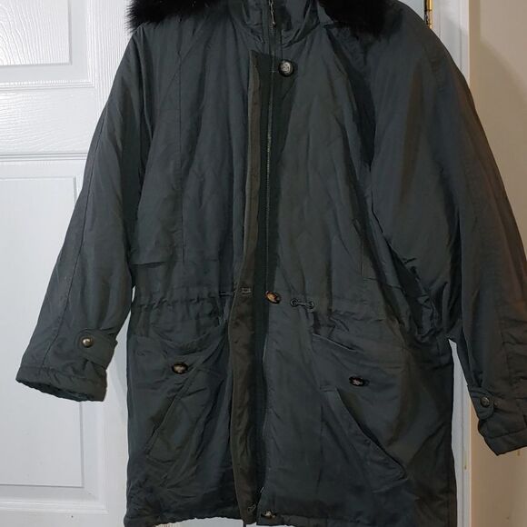 Albert Nipon hunter green REAL fox  fur hooded jacket Sz M - Picture 9 of 15